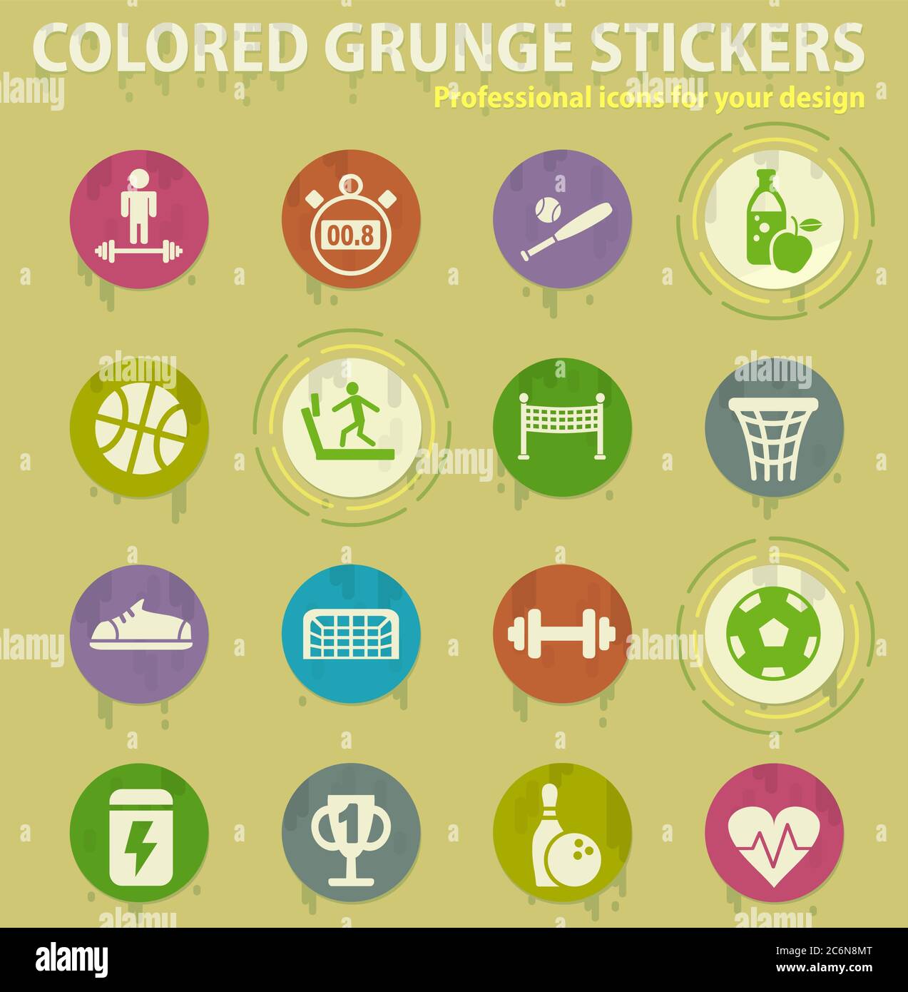sport colored grunge icons Stock Vector