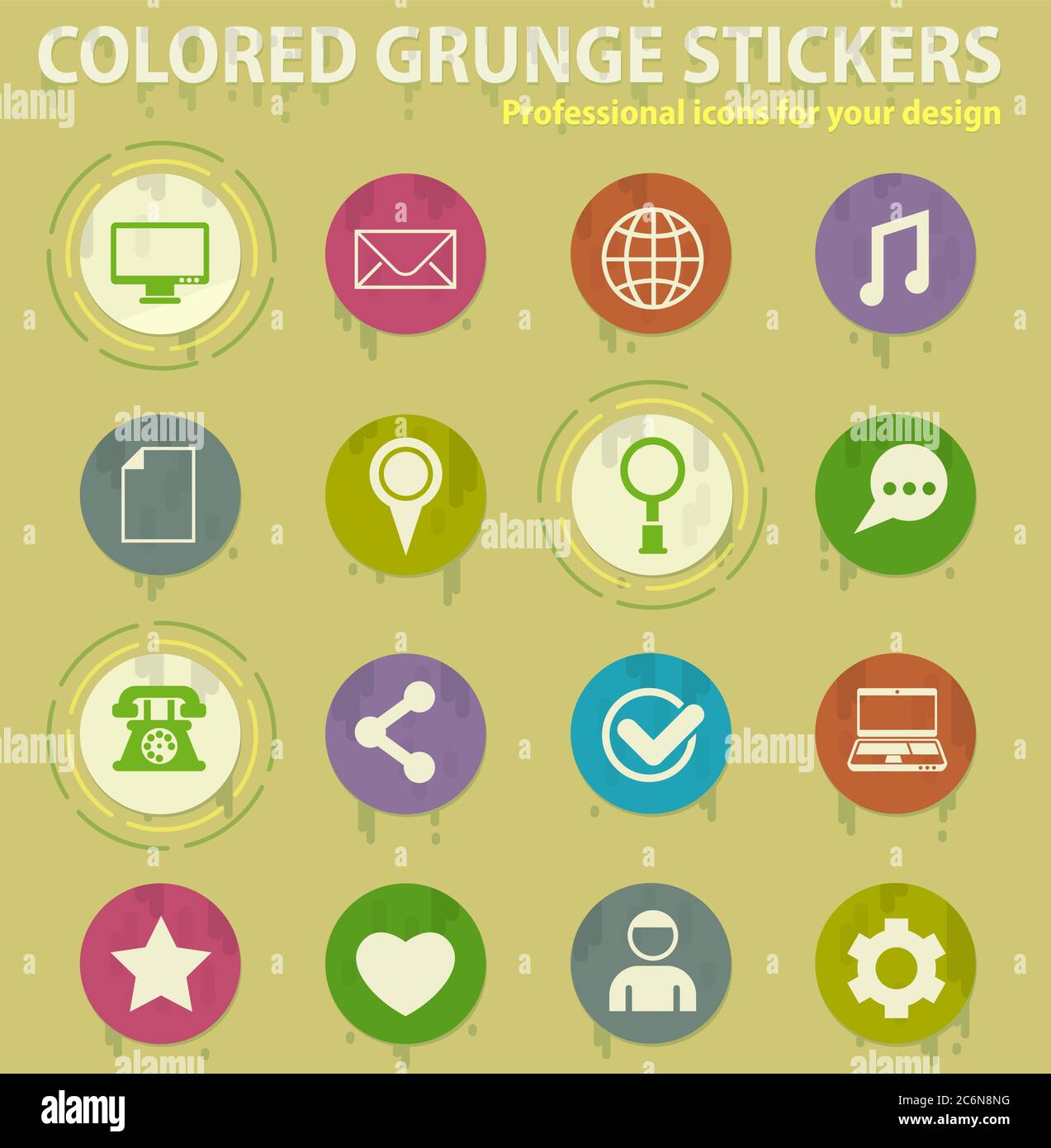 social media colored grunge icons Stock Vector Image & Art - Alamy