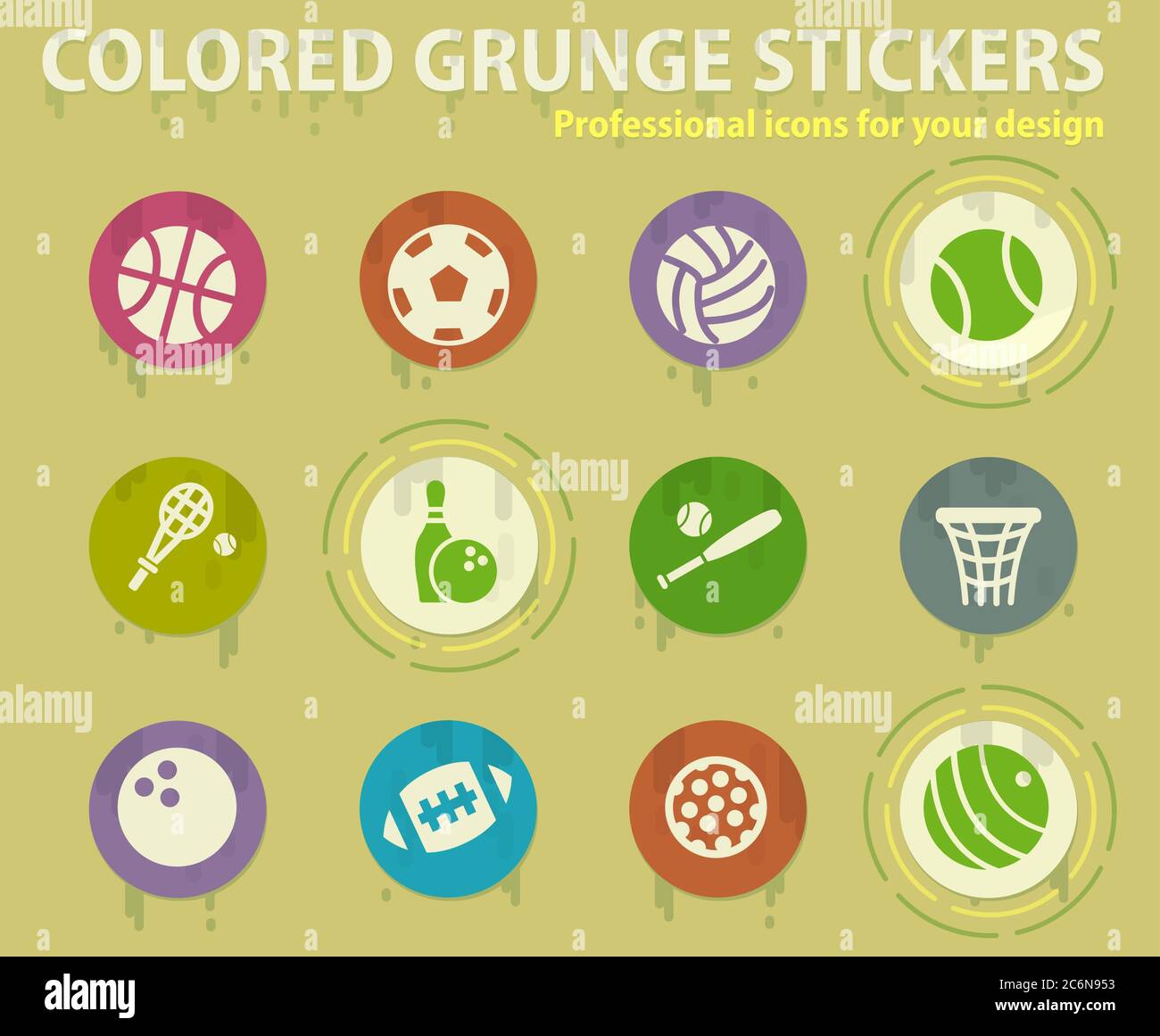 sport balls colored grunge icons Stock Vector Image & Art - Alamy