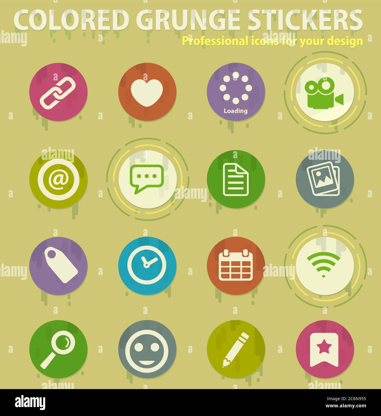 Social media colored grunge icons Stock Vector Image & Art - Alamy
