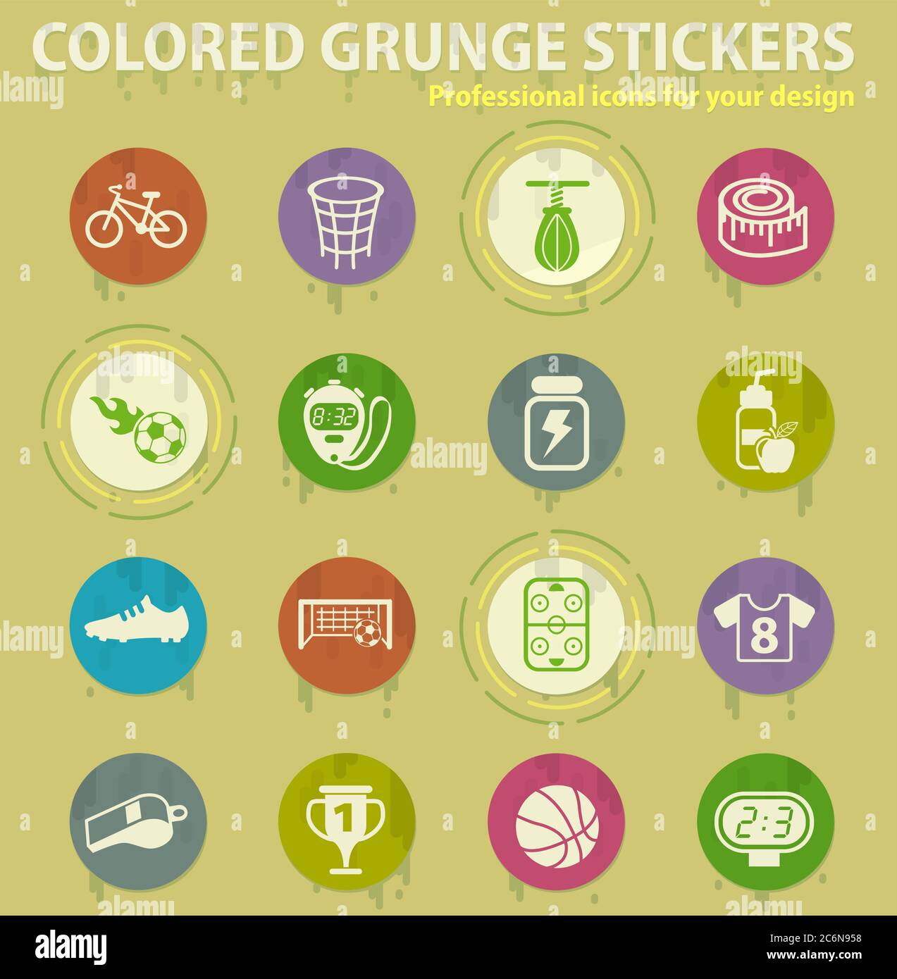 sport colored grunge icons Stock Vector
