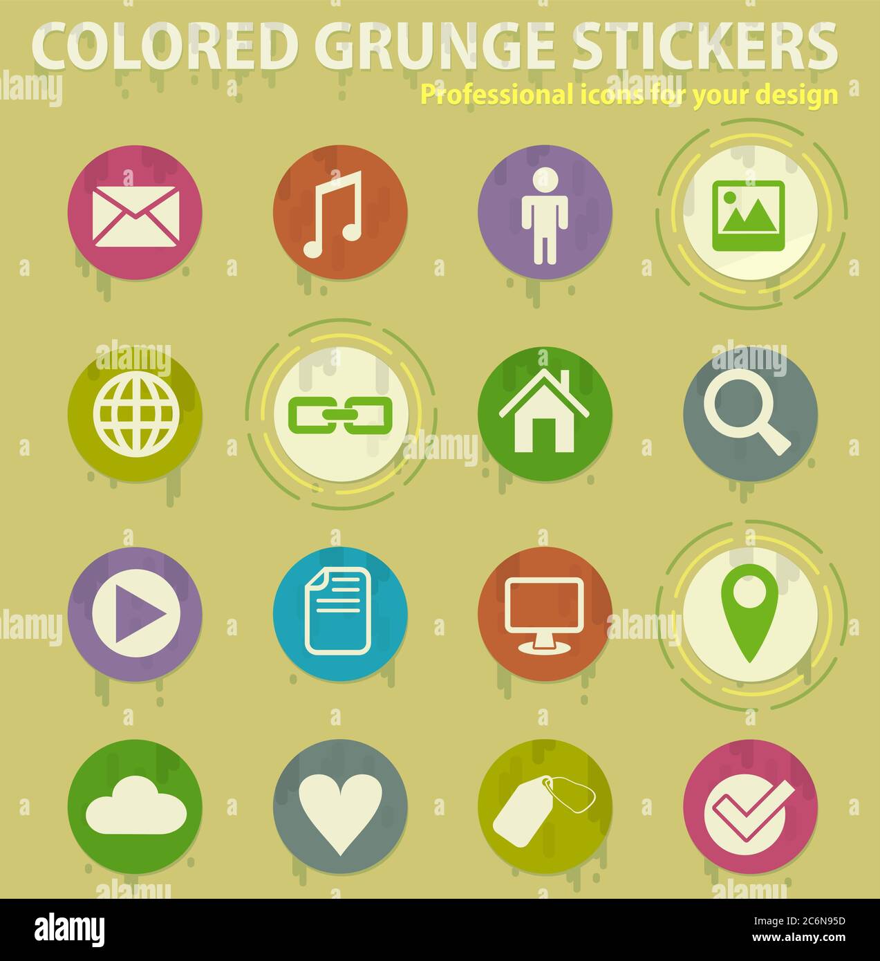 social media colored grunge icons Stock Vector Image & Art - Alamy