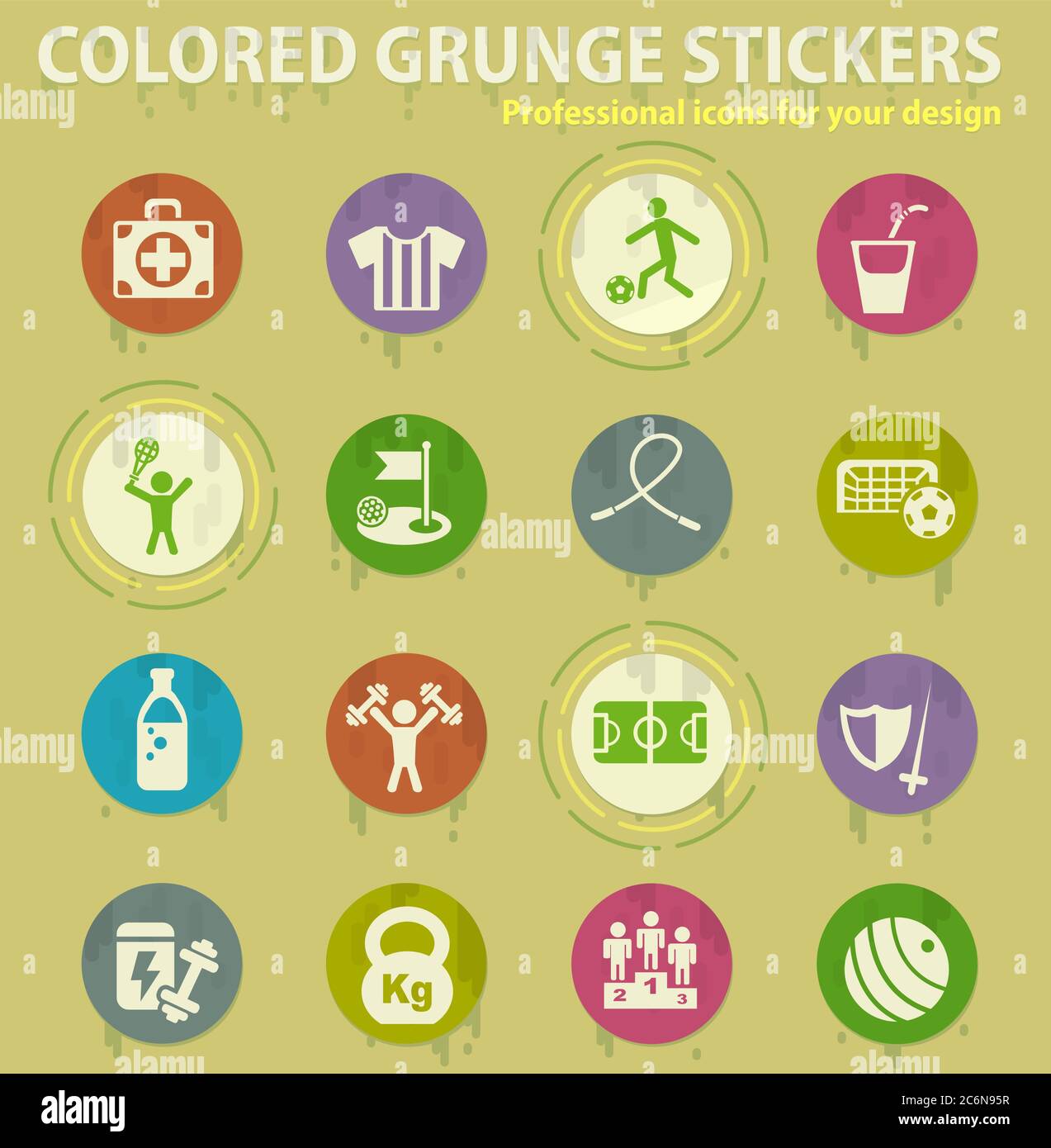 sport colored grunge icons Stock Vector