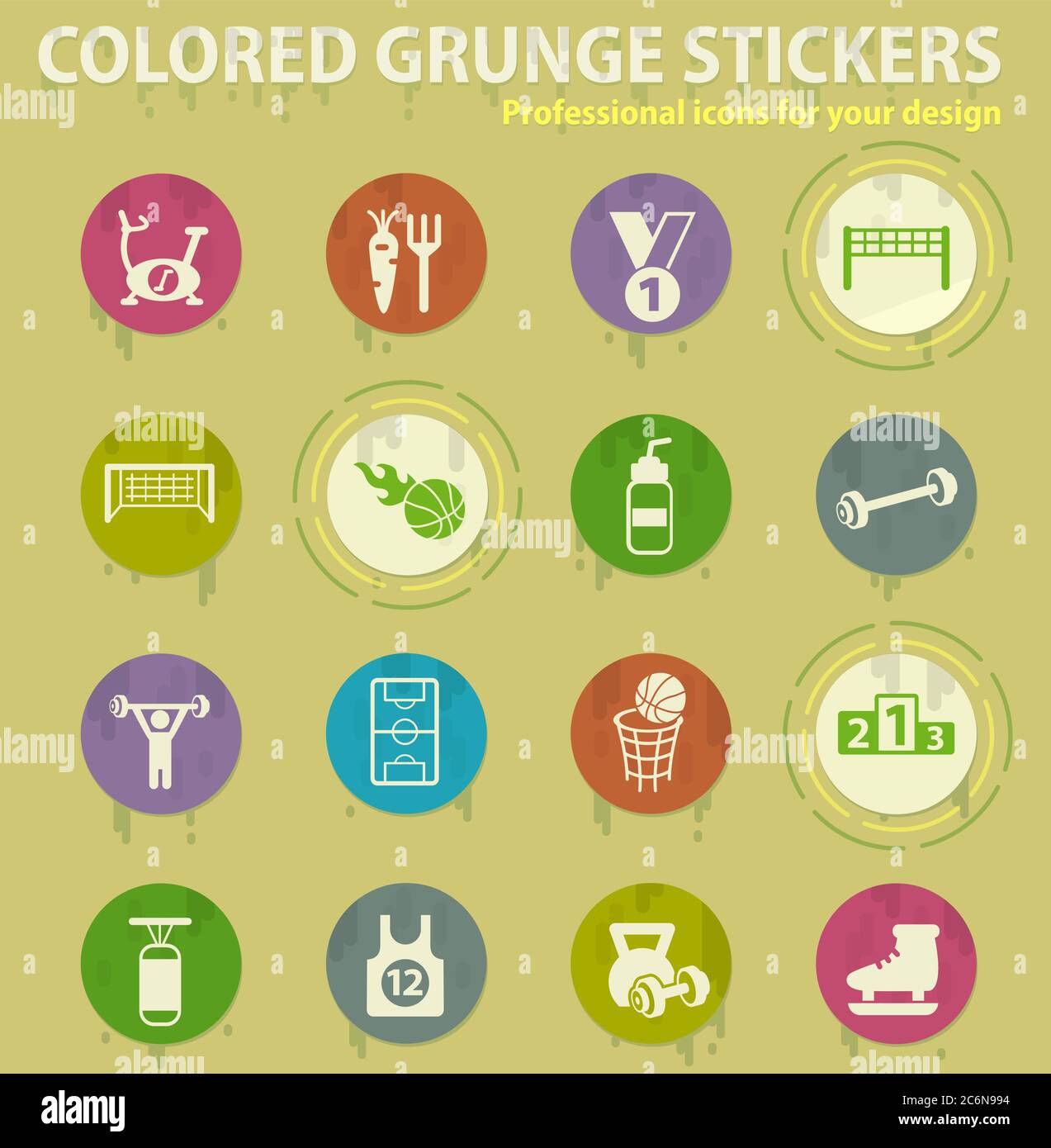 sport colored grunge icons Stock Vector
