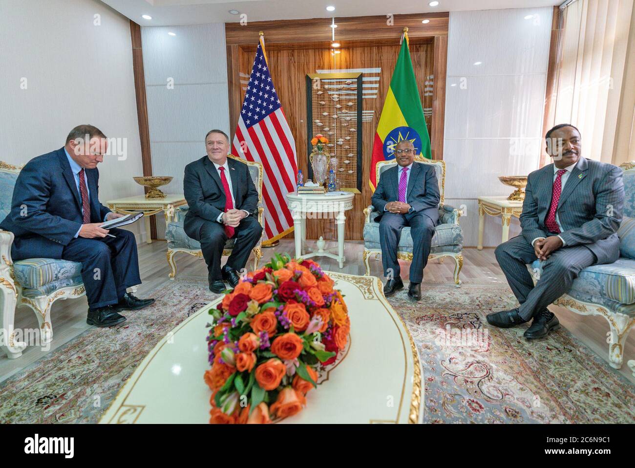Secretary of State Mike Pompeo meets with Ethiopian Foreign Minister Gedu Andargachew in Addis Ababa, Ethiopia, on February 18, 2020 Stock Photo