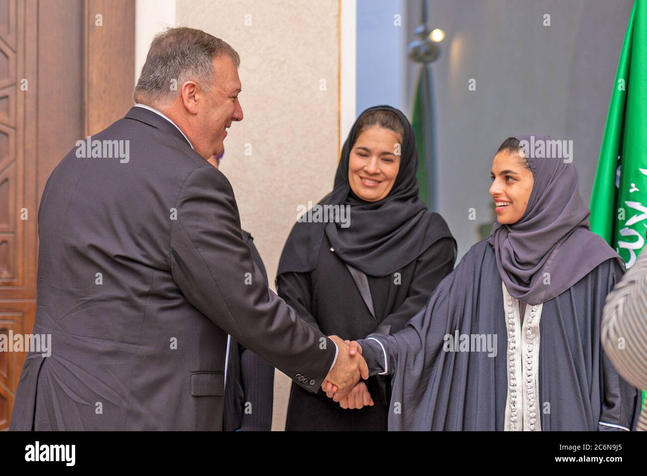 Secretary of State Mike Pompeo visiting Saudi Arabia - Secretary of State Mike Pompeo visits with Saudi Women Leaders in Riyadh ca. February 2020 Stock Photo