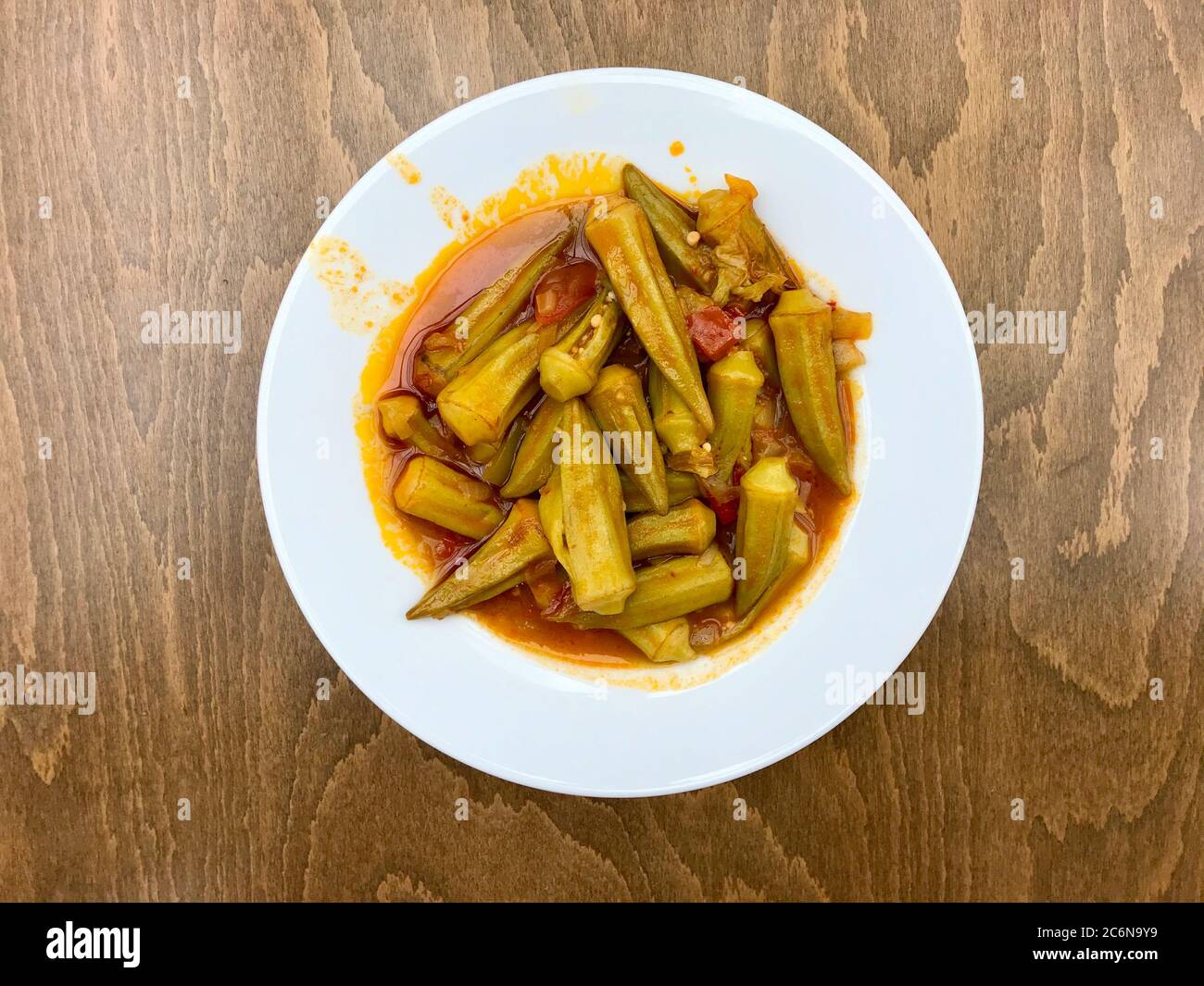 Traditional Healthy Organic Turkish Food Okra with Tomato Paste and