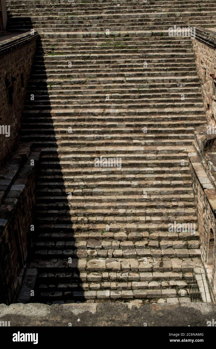 Old Stairs in Tomb of Mughal king in India Stock Photo