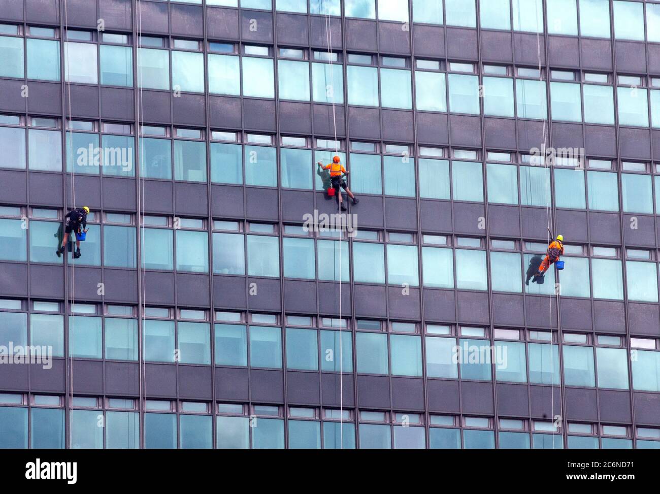 Window cleaners cleaning City Tower, a 30story building in Piccadilly