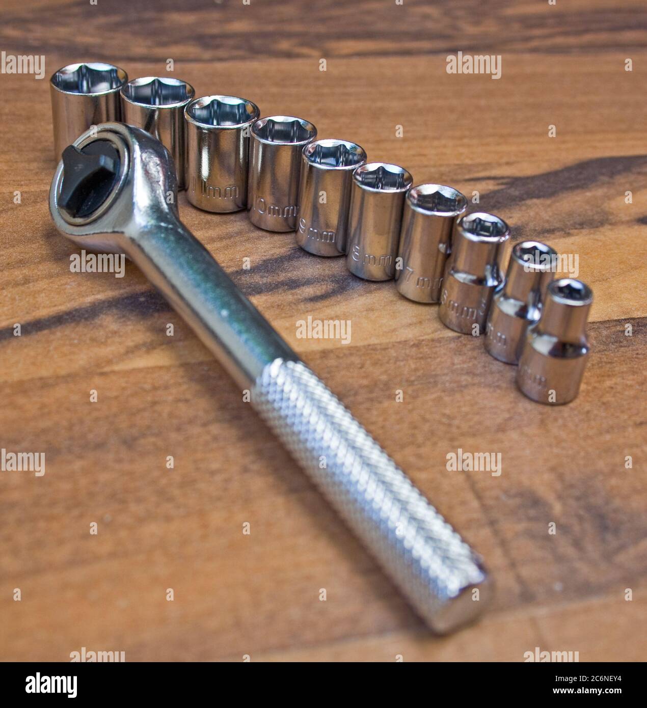 Key set with screwdriver and sockets Stock Photo