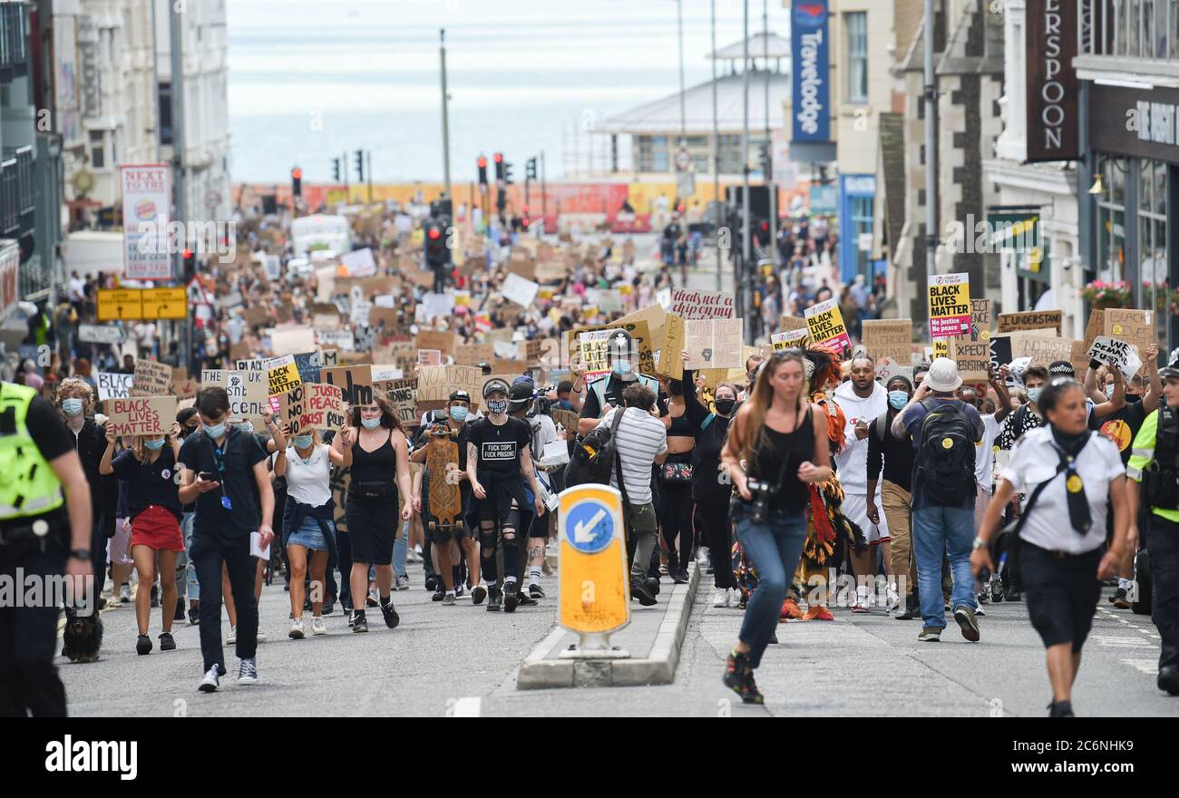 Brighton UK 11th July 2020 - Thousands of protesters turn out for the ...