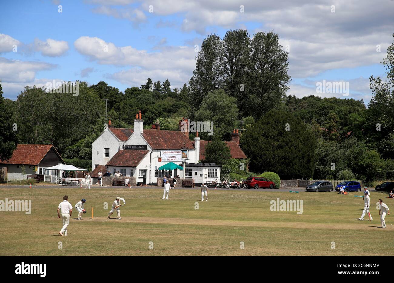 Village cricket at Tilford cricket Club, Farnham. Stock Photo