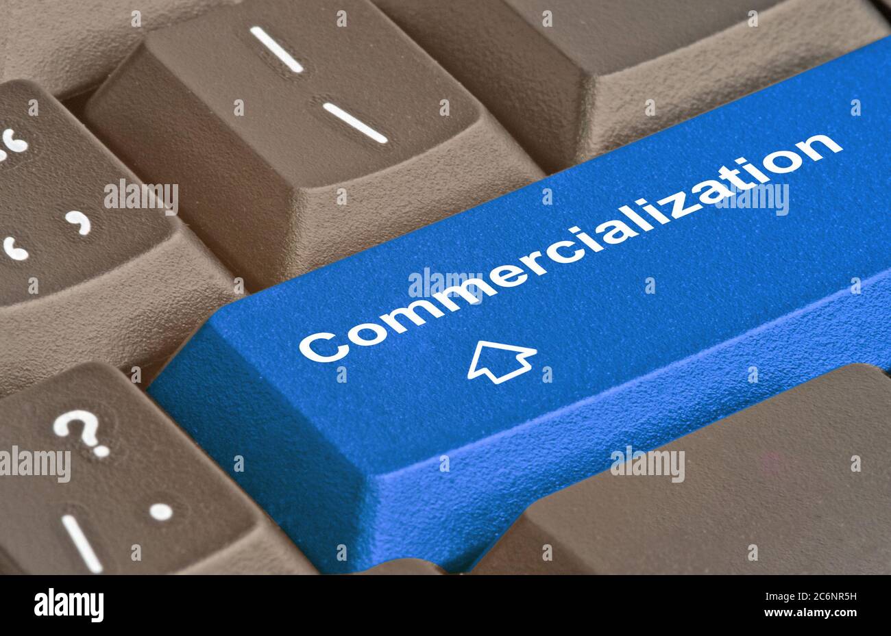 Hot blue key for commercialization Stock Photo