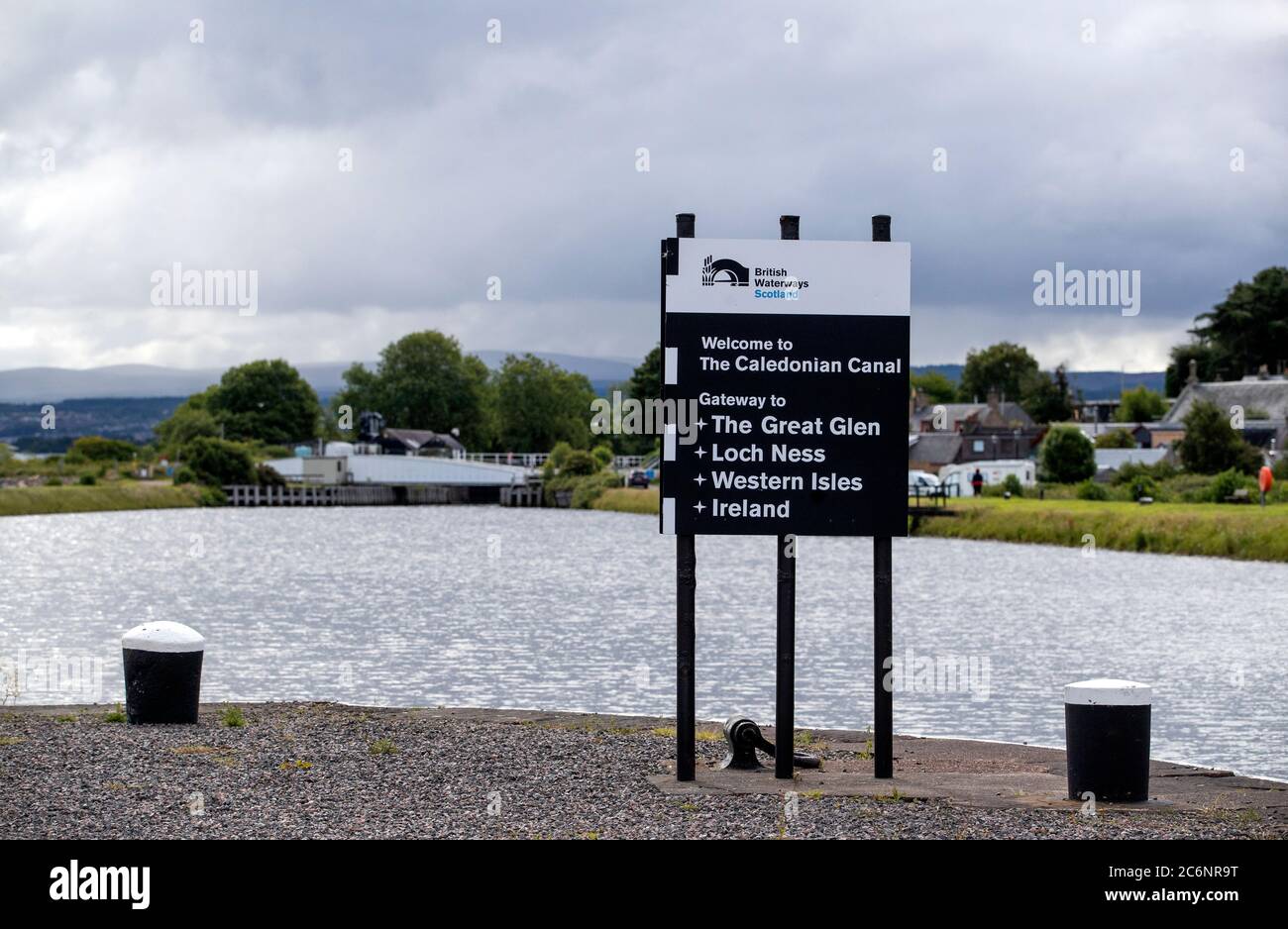Entrance to the Caledonian Canal at Clachnaharry, Inverness. Stock Photo