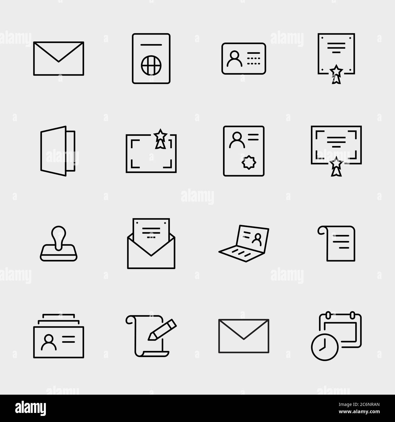 Legal Documents Line Icons. Icon as Visa, Contract, Declaration. Editable Stroke Stock Vector