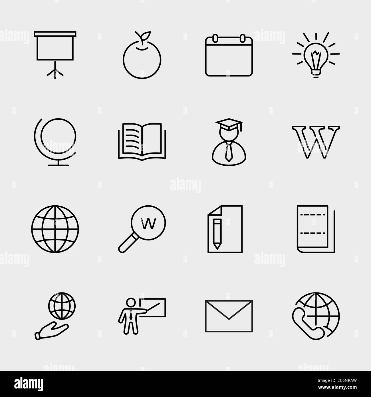 Wikipedia's birthday Line Icon. Wikipedia, Open Book, Teacher. Editable Stroke Stock Vector