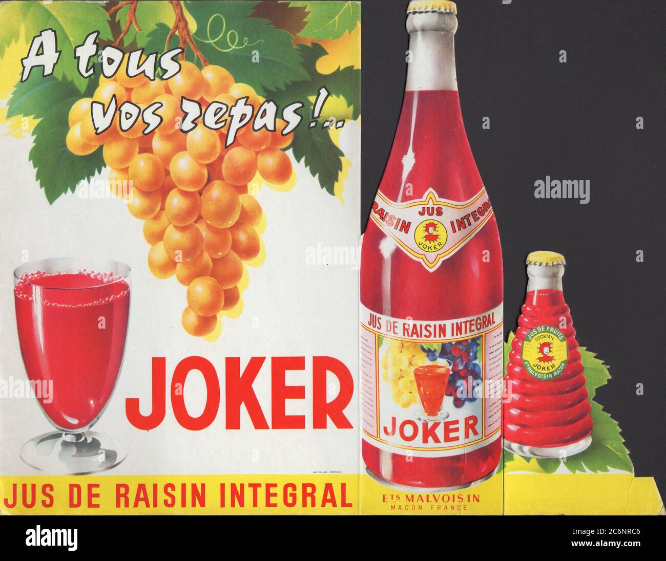 Grand carton Plv jus de raisin Joker vers 1960 Stock Photo Alamy