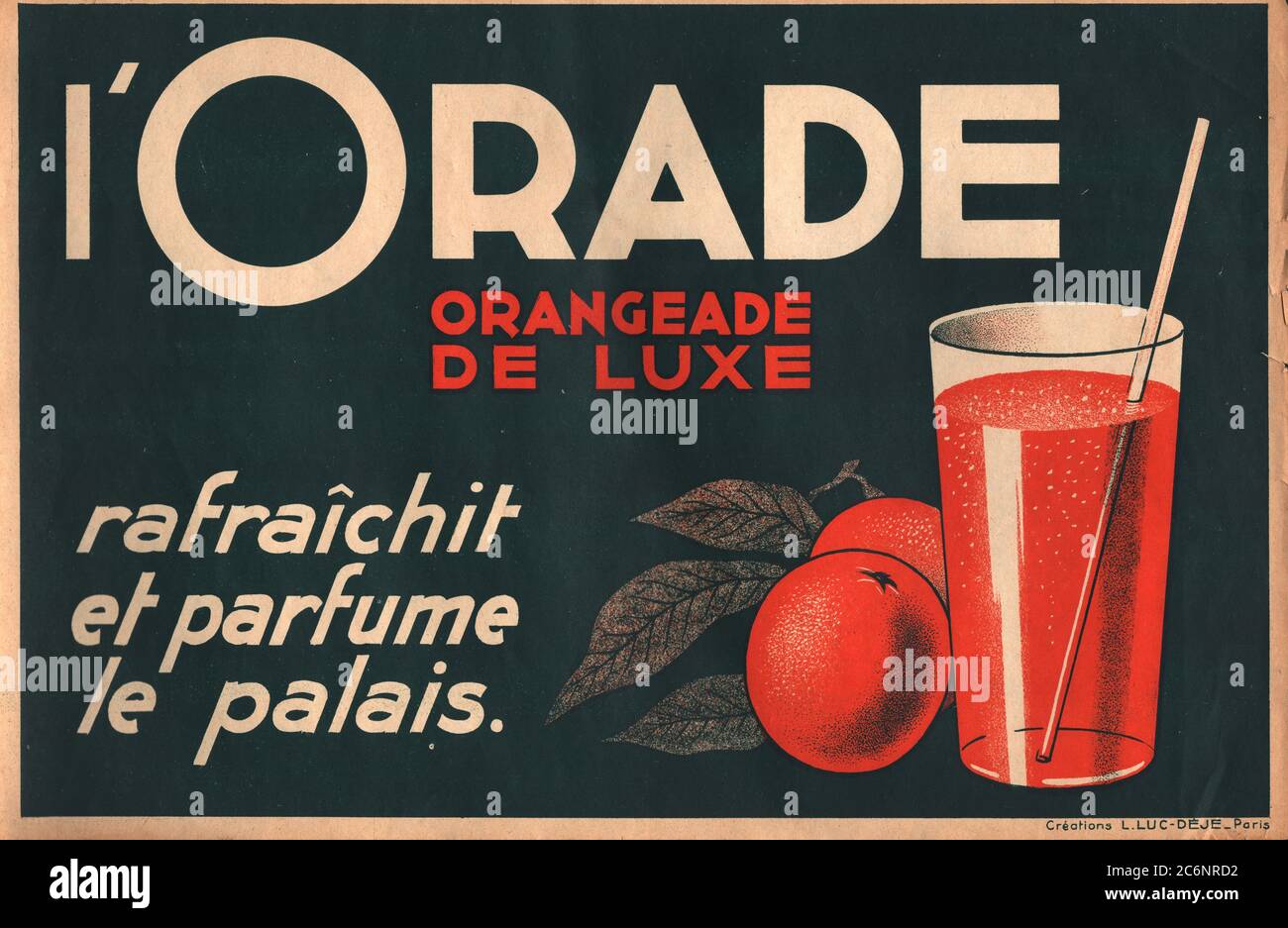 Carton Plv l Orade orangeade de luxe vers 1950 Stock Photo