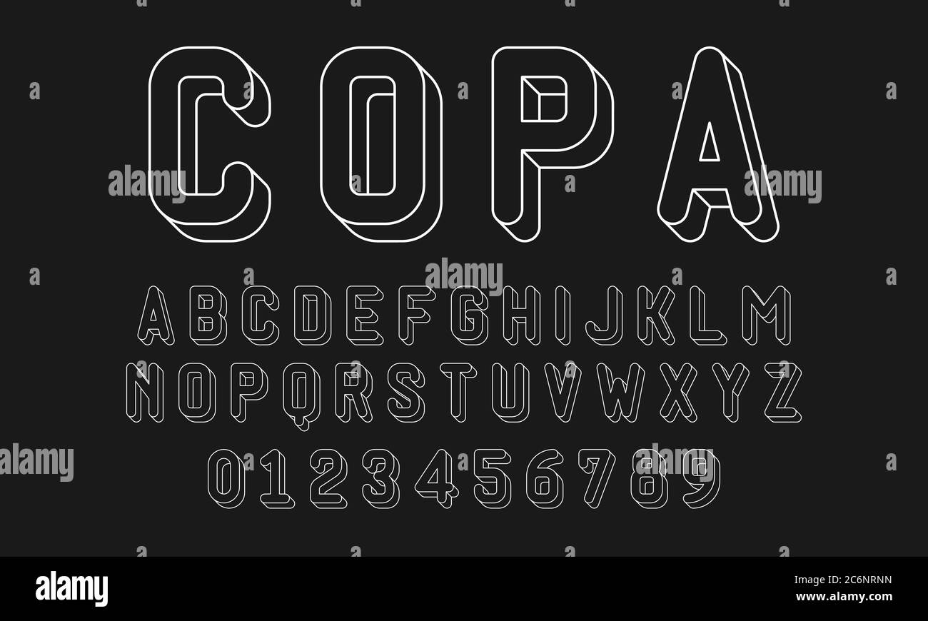 Set of alphabets font letters and numbers modern with 3d concept vector illustration Stock Vector