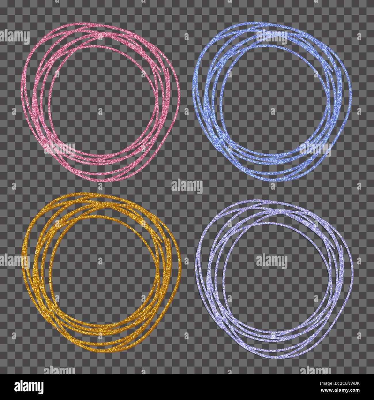 Frames of circles by hand from colored sparkles. Stock Vector