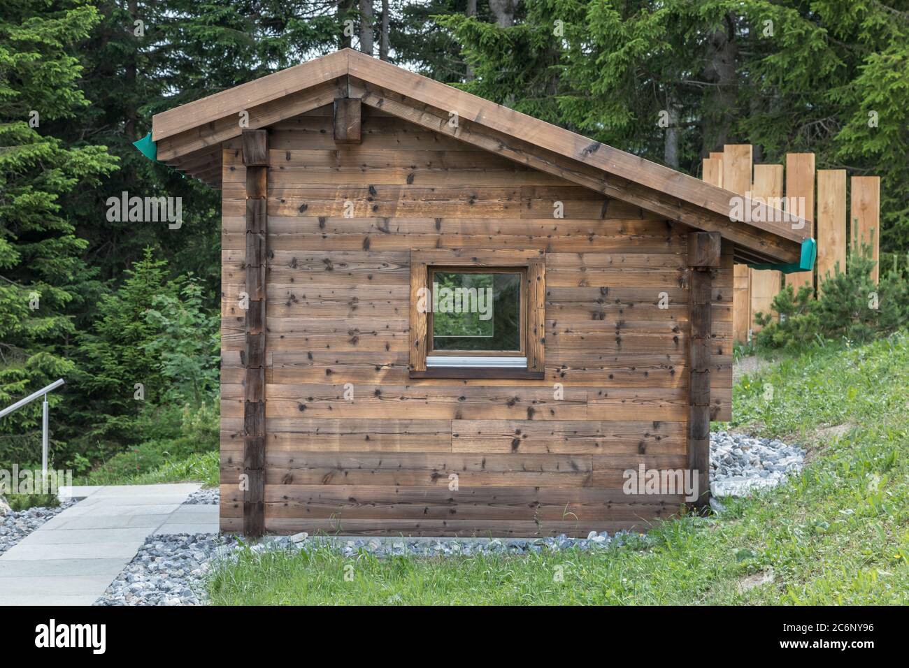 wooden cabin in the garden Stock Photo