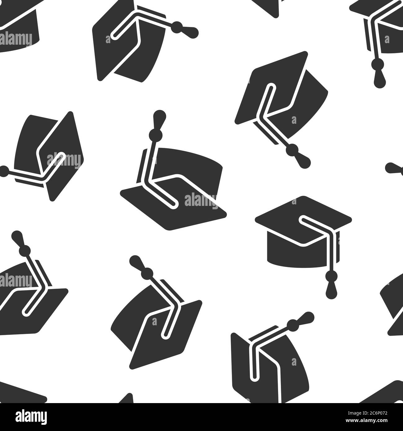 Graduation hat icon in flat style. Student cap vector illustration on ...