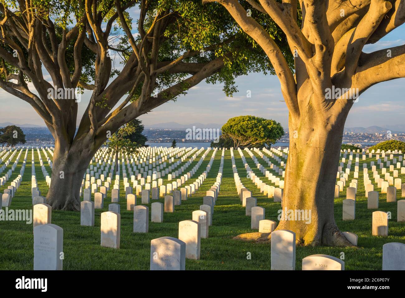 View of Fort Rosecrans National Cemetery photographed prior to sunset ...