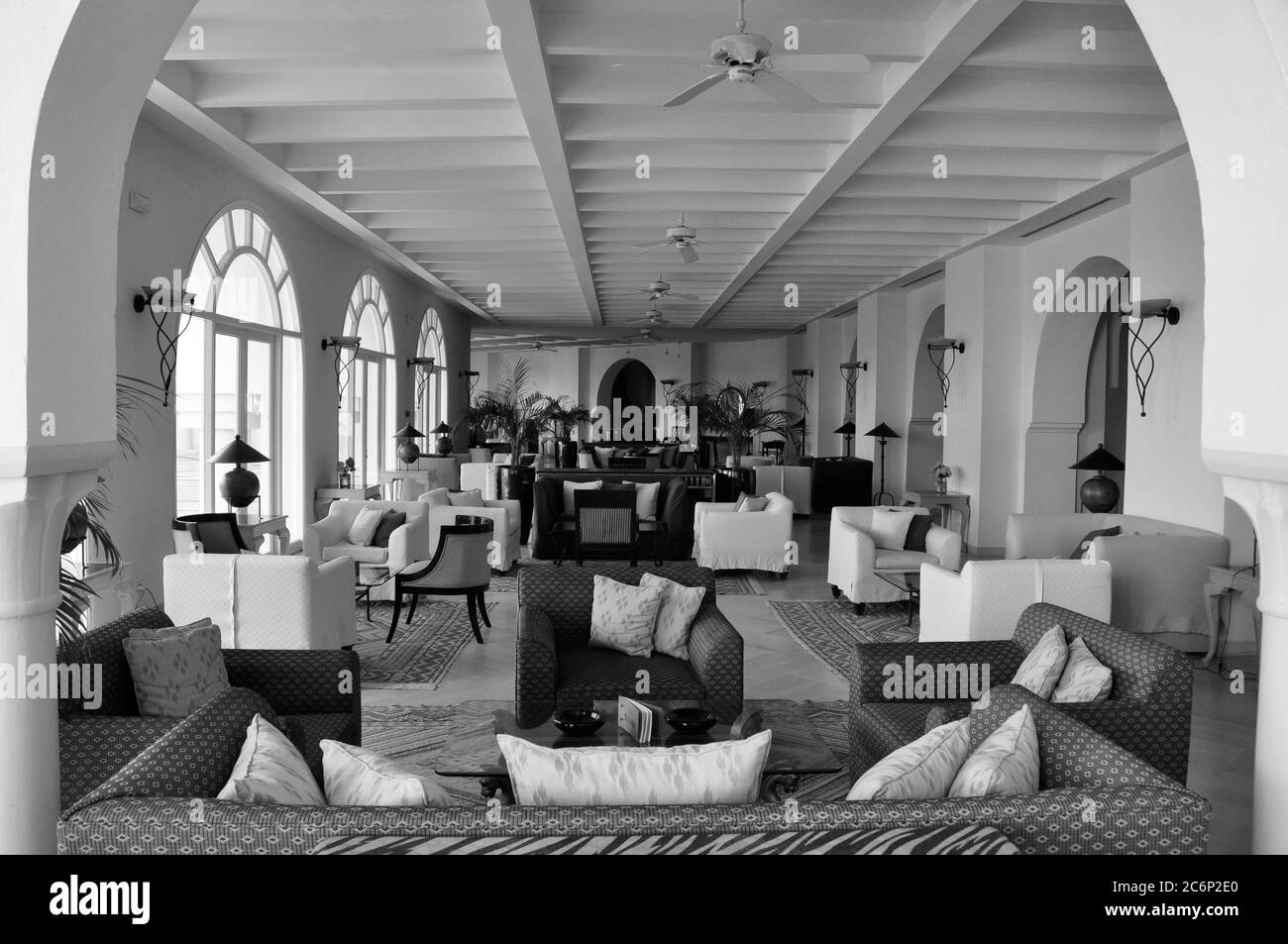 The oriental style interior design of the Foyer of the luxury hotel Le Residence in TinisCity