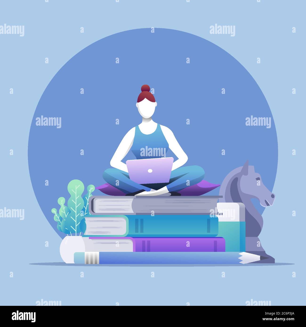 Self Learning Graphics Online education, self learning concept vector illustration Stock ...