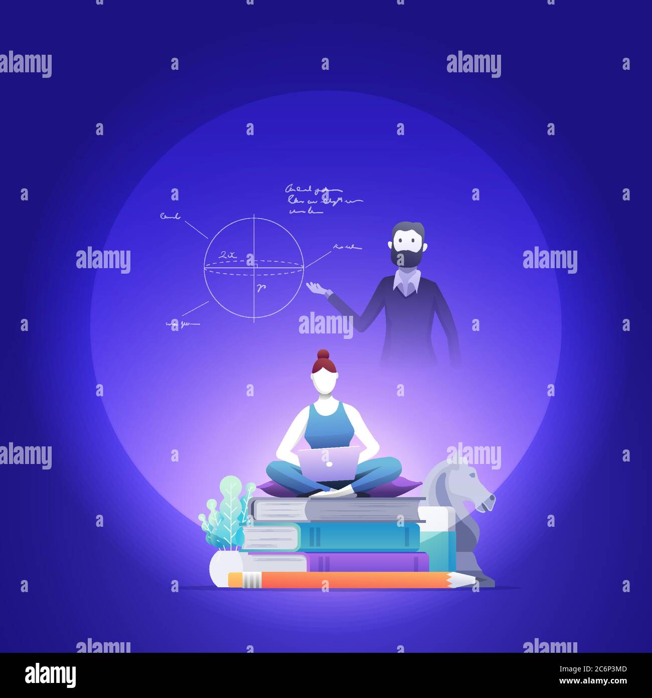 Online education, self learning concept vector illustration. Stock Vector