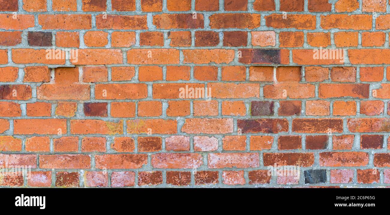 Panorama of red old brick wall background texture Stock Photo - Alamy