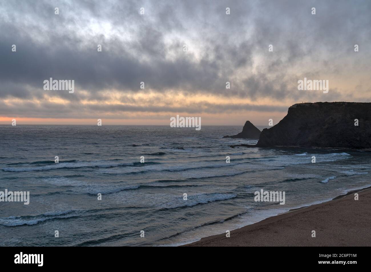Odeceixe beach after sunset in Costa Vicentina. Algarve, Portugal Stock Photo