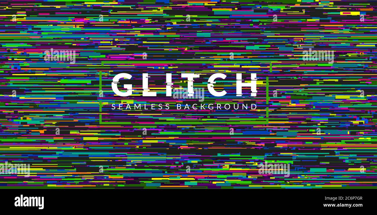 Cyber Glitch Abstract Seamless Pattern Vector Illustration Geometric Background Art Stock Vector