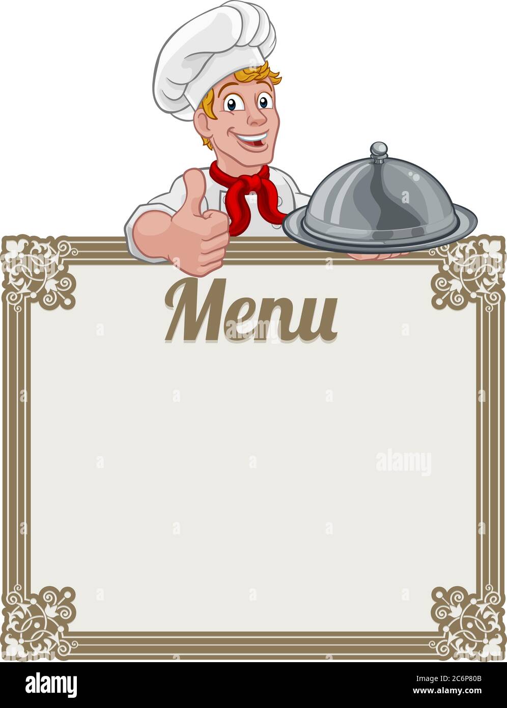 Chef Cook Baker Cartoon Man Menu Sign Background Stock Vector Image