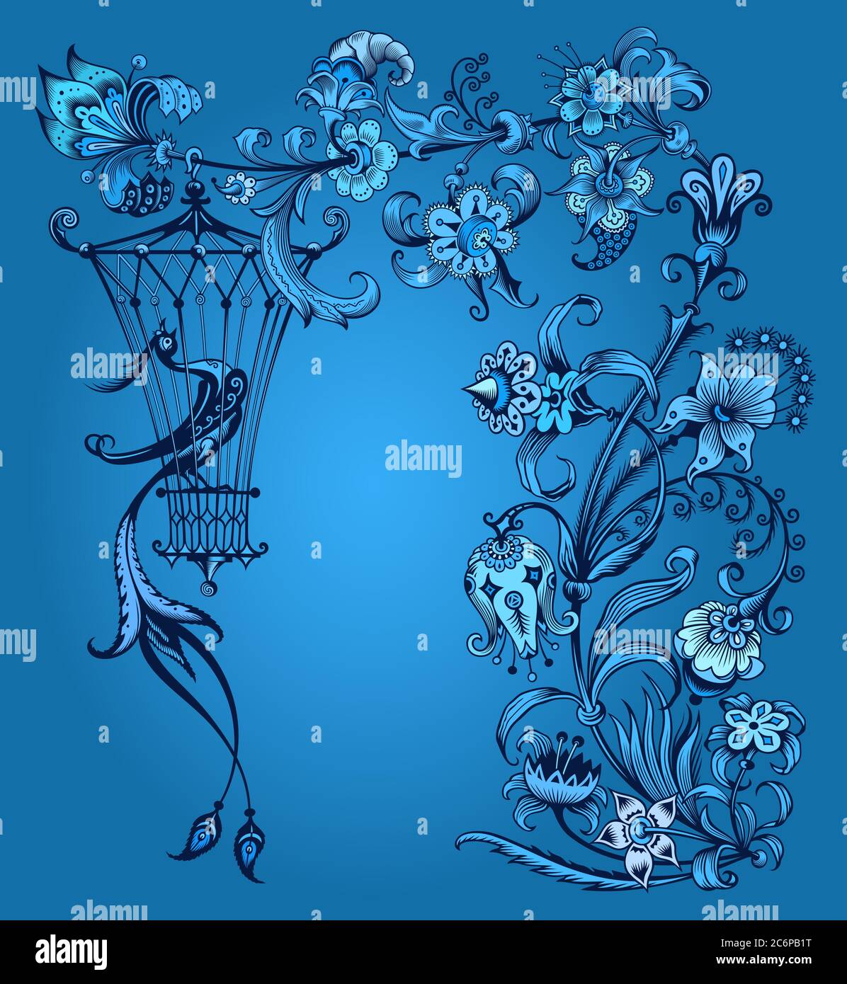 Floral and bird vector vintage illustration Stock Vector Image & Art ...