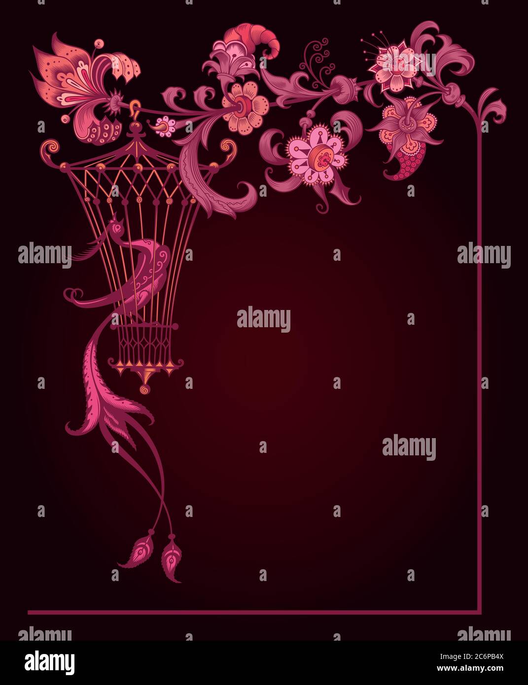 Floral and bird vector vintage illustration Stock Vector Image & Art ...