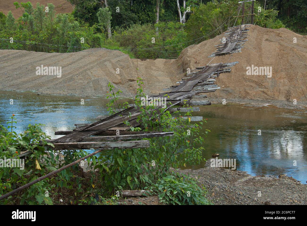 Decayed Bridge Decayed suspension bridge on peninsula Osa in Costa Rica, Central ...