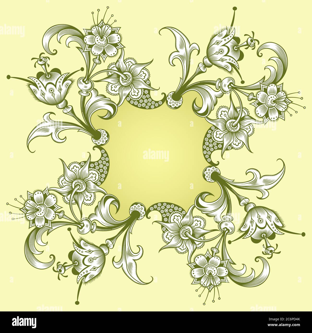 Floral hand drawn vector vintage border Stock Vector Image & Art - Alamy
