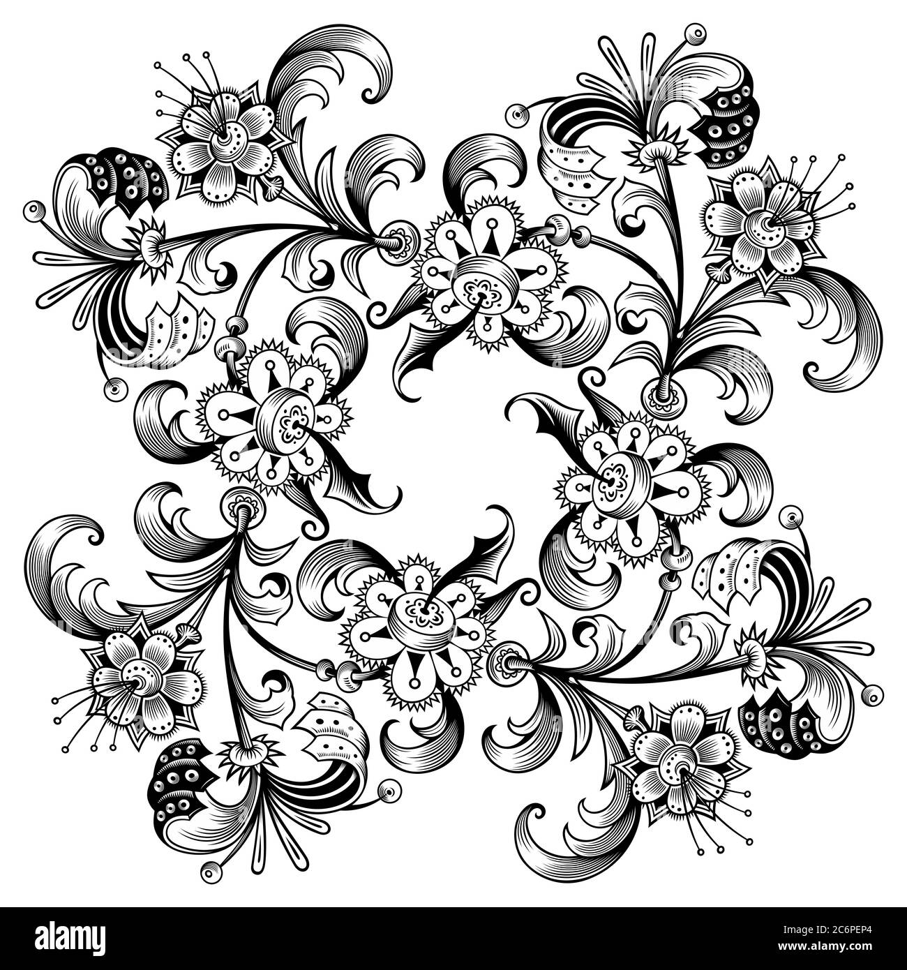 Floral hand drawn vector vintage border Stock Vector Image & Art - Alamy