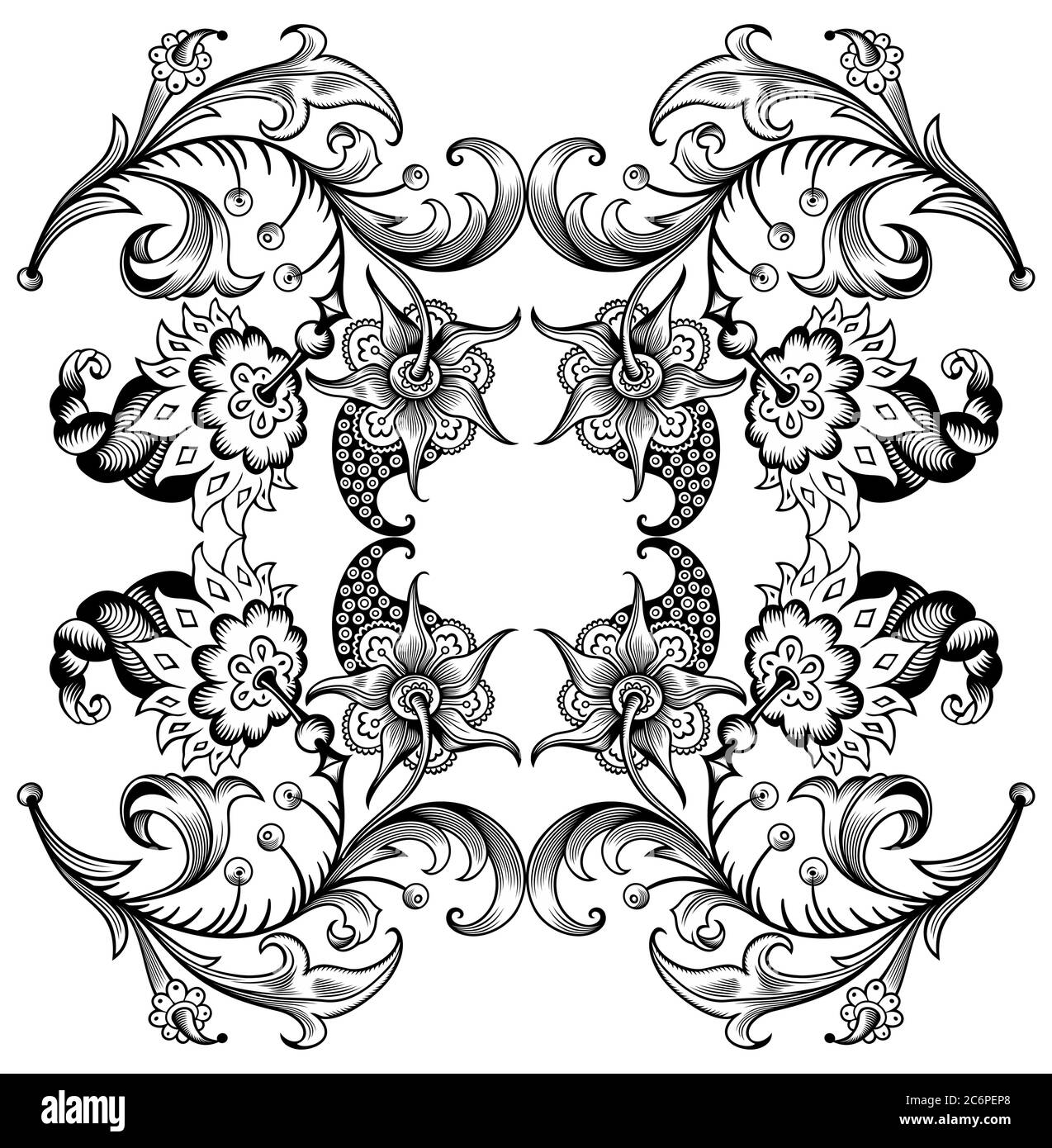 Floral hand drawn vector vintage border Stock Vector Image & Art - Alamy