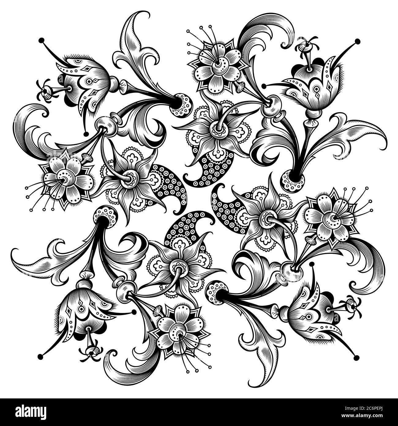 Floral hand drawn vector vintage border Stock Vector Image & Art - Alamy