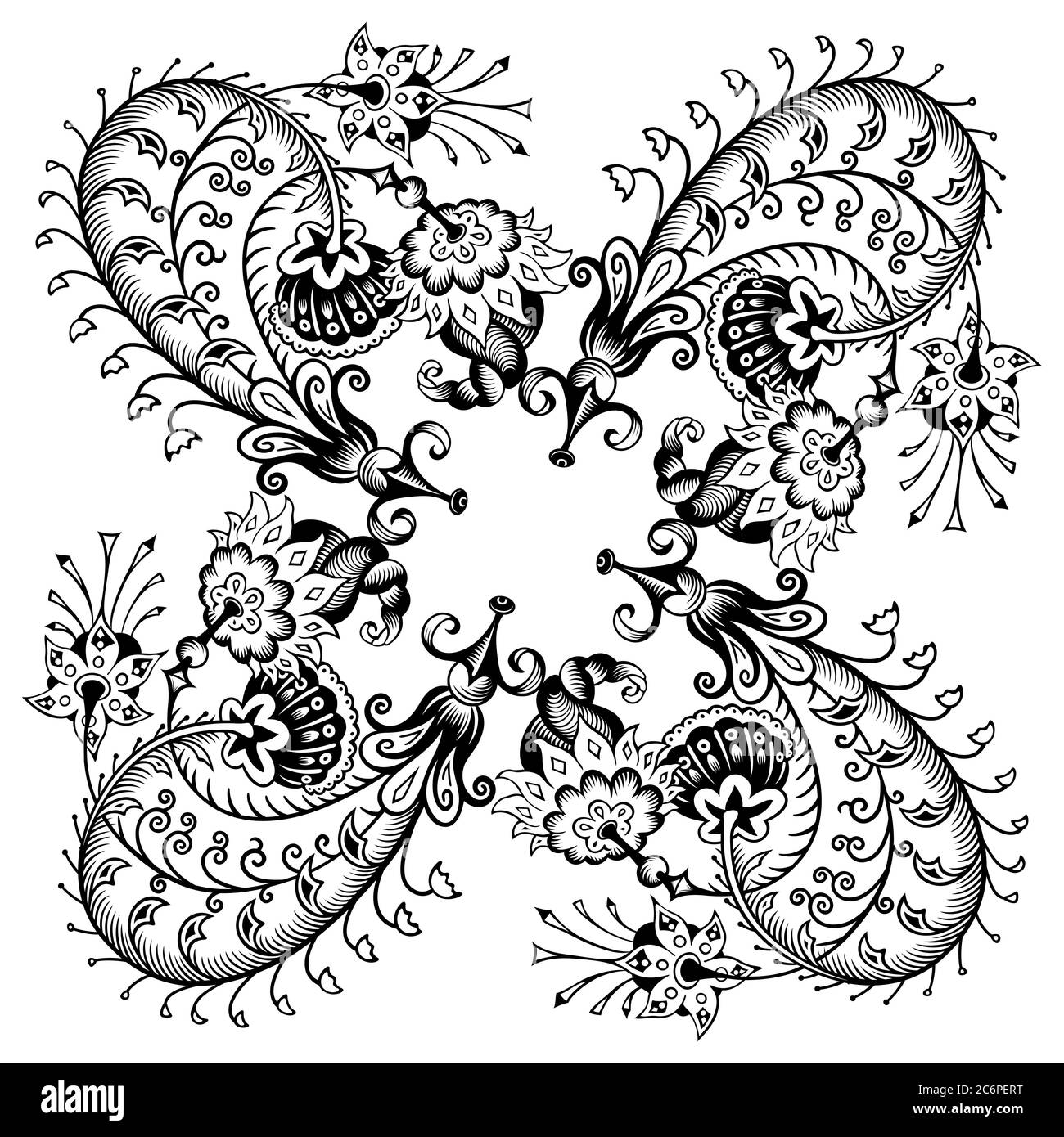 Floral hand drawn vector vintage border Stock Vector Image & Art - Alamy