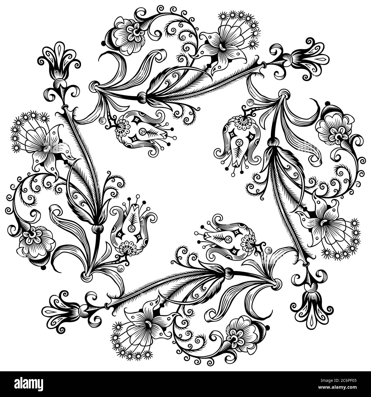 Floral hand drawn vector vintage border Stock Vector Image & Art - Alamy