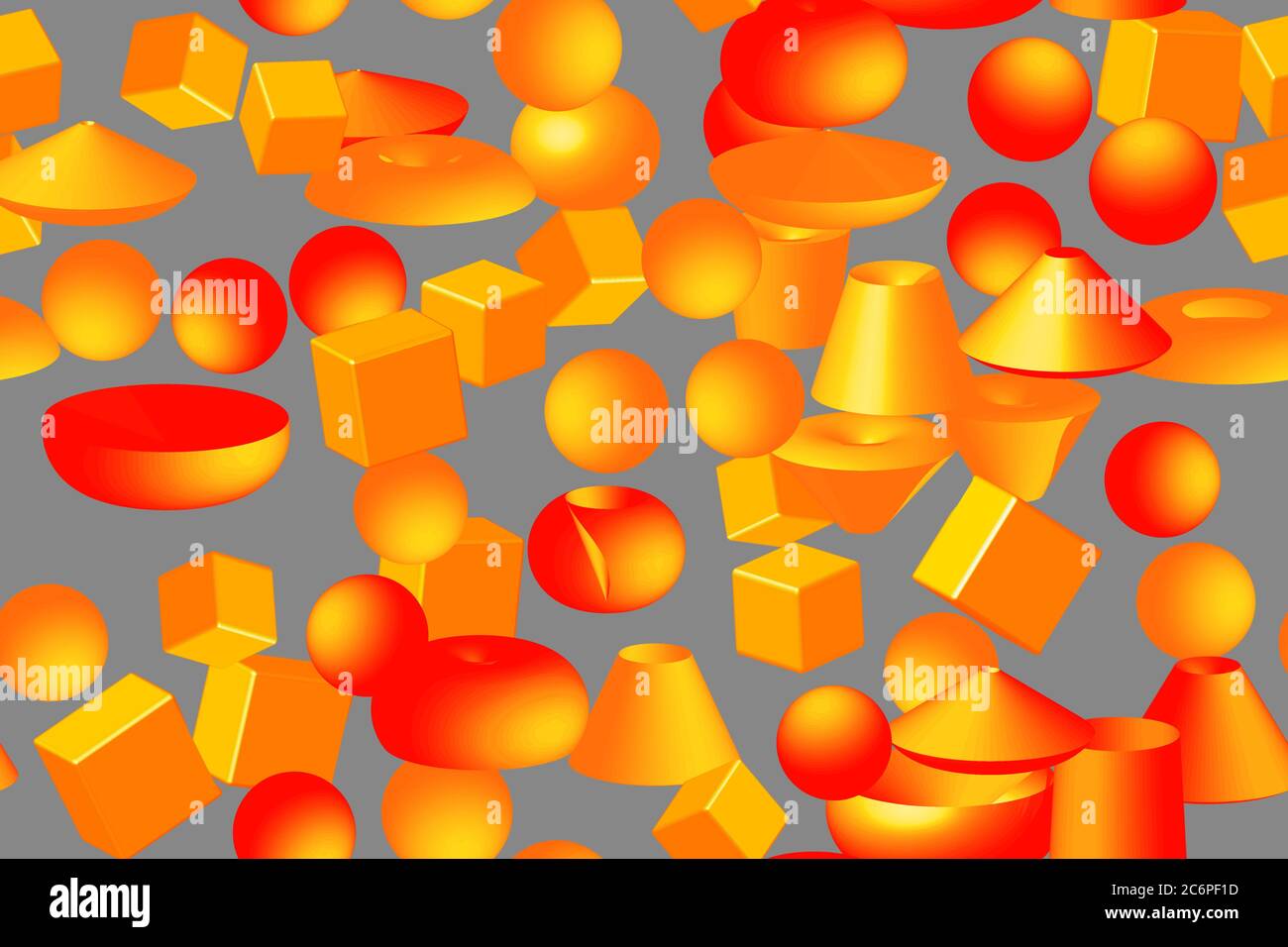Abstract Color Volume Shapes 3D Seamless Illustration Pattern Stock 