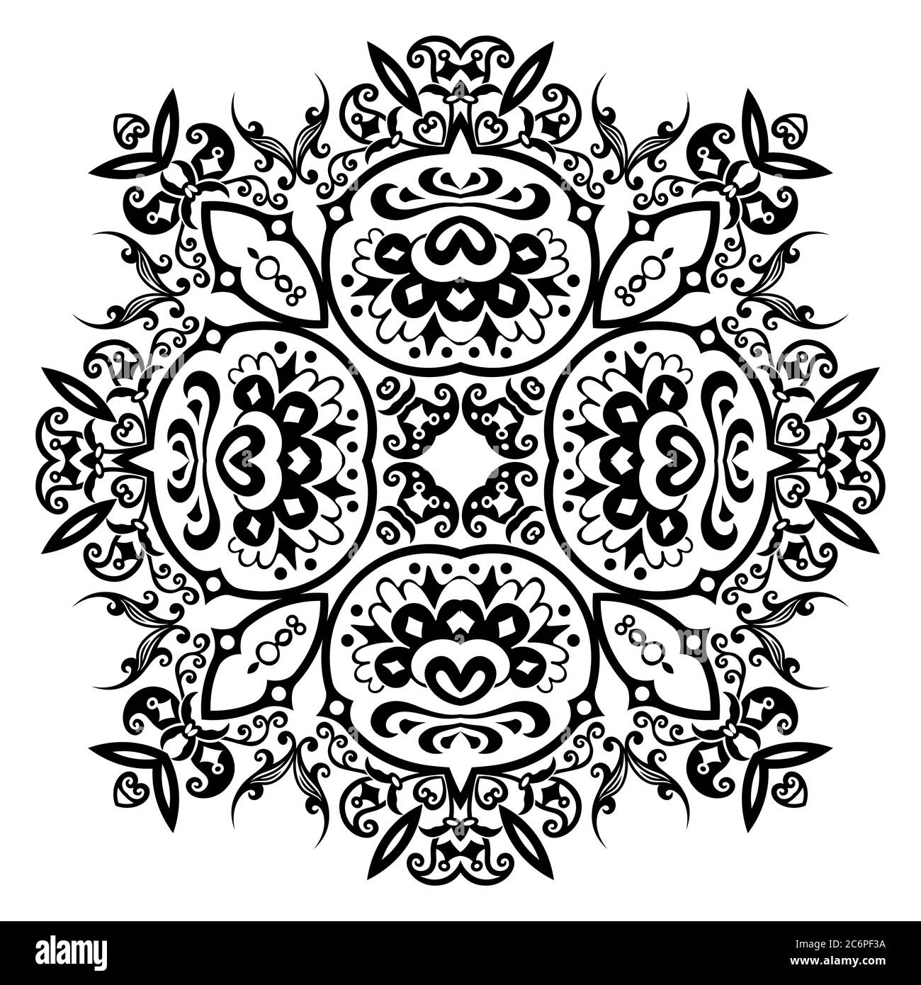 Vector black floral ethnic ornamental illustration Stock Vector Image ...