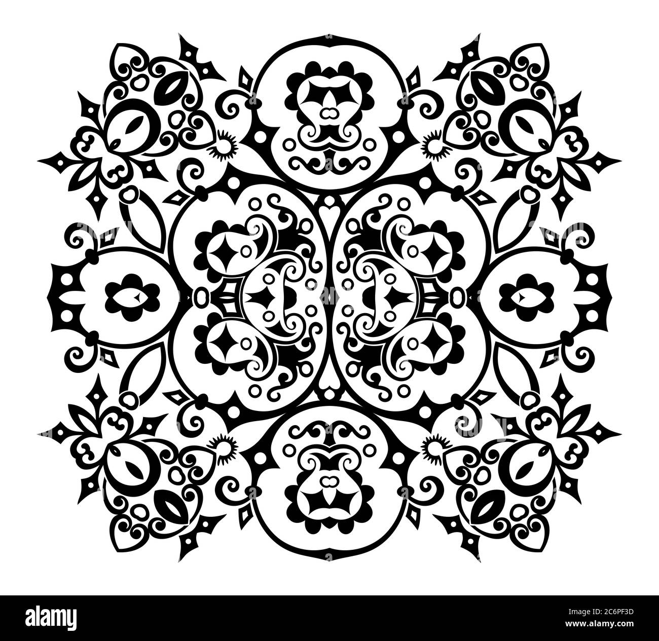 Vector black floral ethnic ornamental illustration Stock Vector Image ...