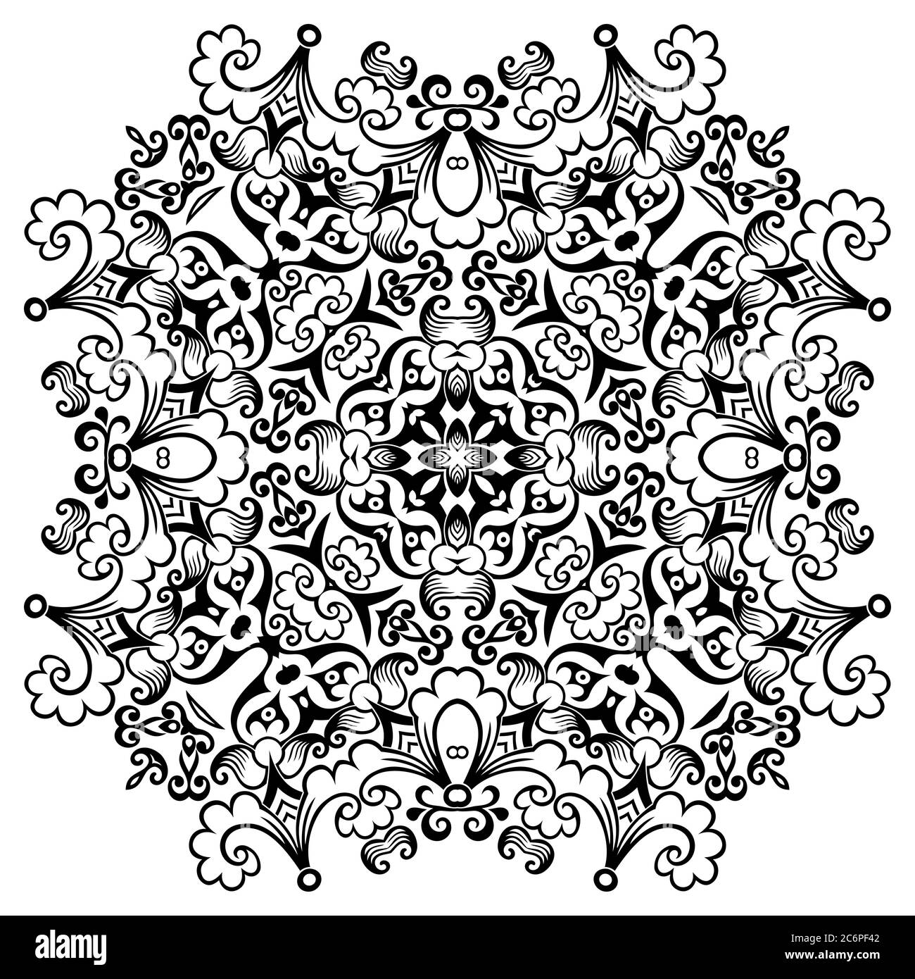 Vector black floral ethnic ornamental illustration Stock Vector Image ...