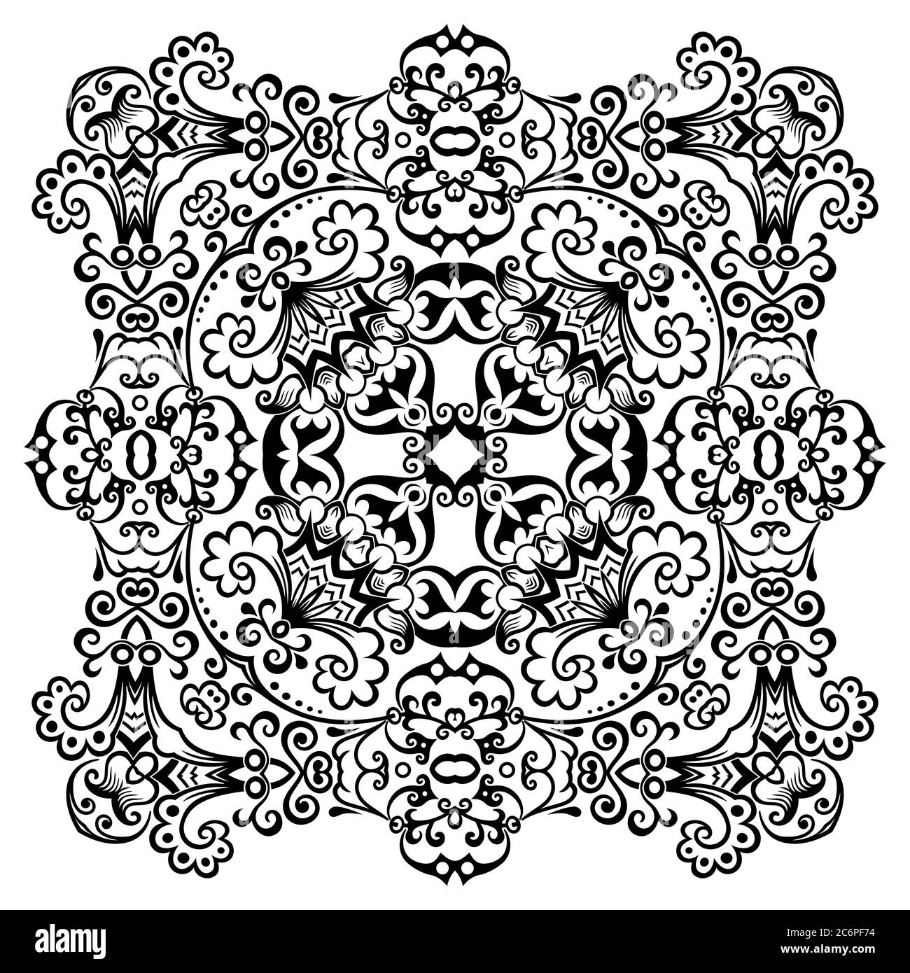 Vector black floral ethnic ornamental illustration Stock Vector Image ...