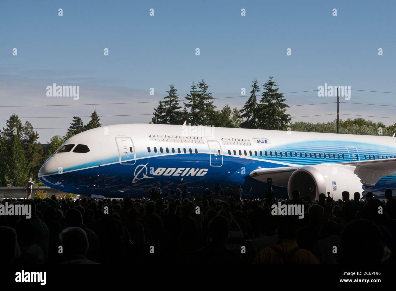 The first Boeing Dreamliner is revealed in Everett, Washington July 8, 2007. Stock Photo