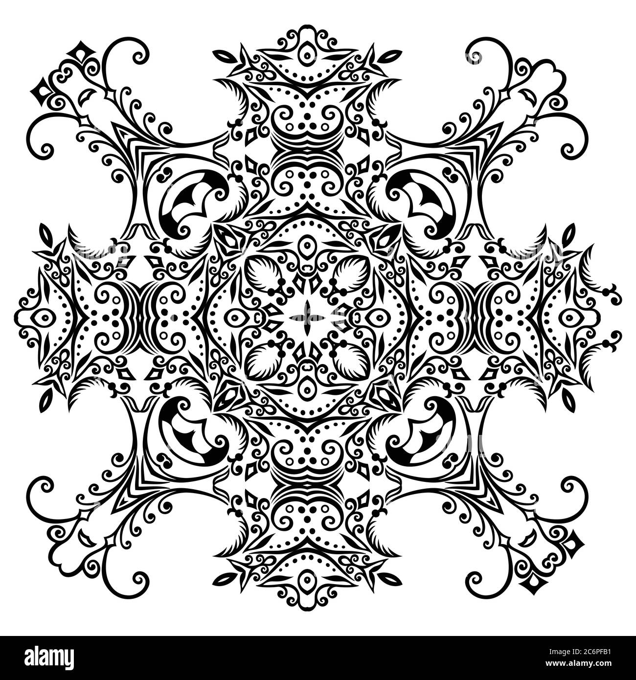 Vector black floral ethnic ornamental illustration Stock Vector Image ...